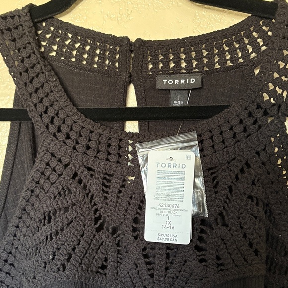 #T284- NWT Torrid Black Crochet Swing Tank Top-1x - Picture 8 of 13